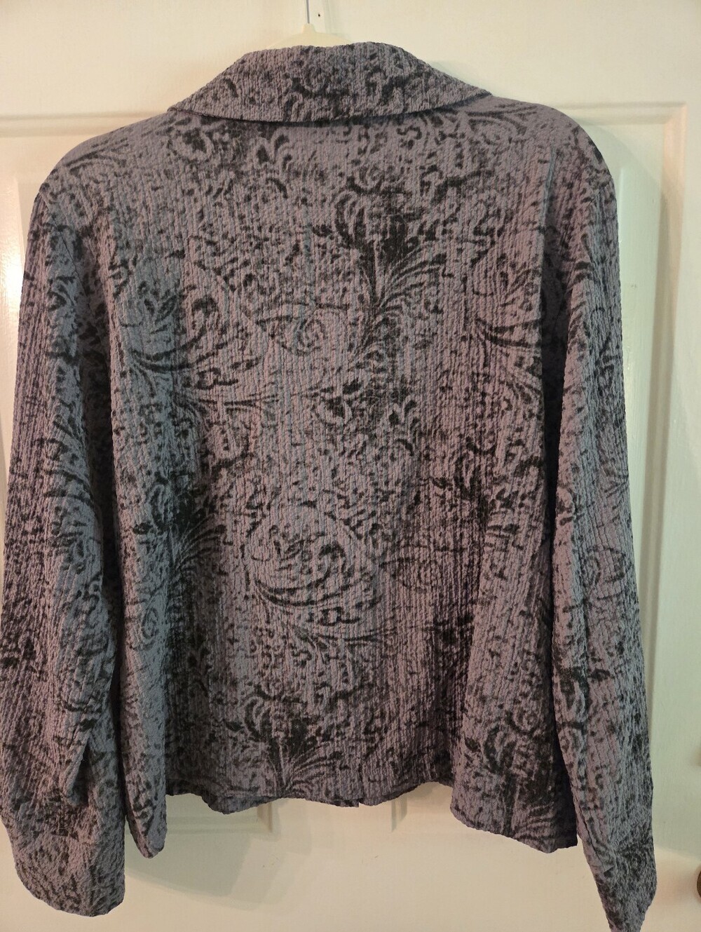 Habitat Womens Button Front Jacket Medium Crinkle Textured Gray Casual Lagenlook - Picture 5 of 8